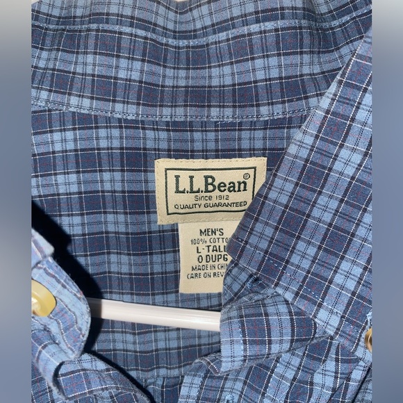 L.L. Bean Men’s Plaid Short Sleeve Button Down Shirt- Size Large Tall - Picture 3 of 4